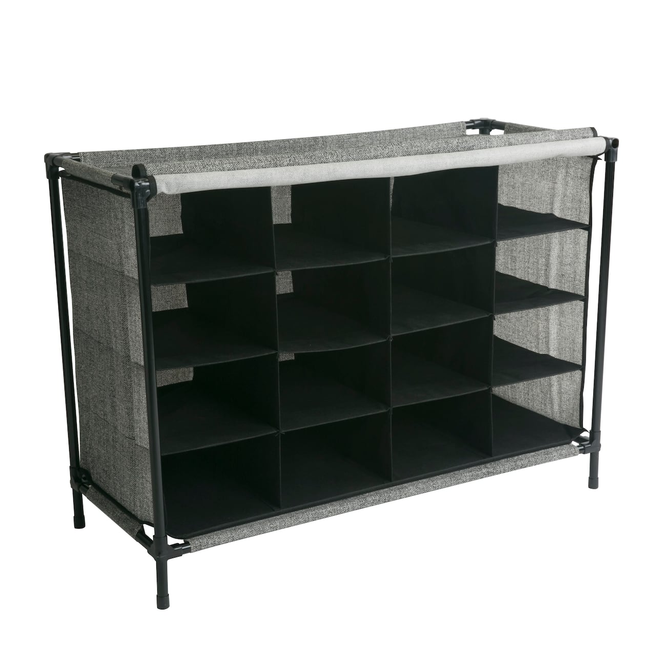 Simplify Black 16 Compartment Shoe Cubby
